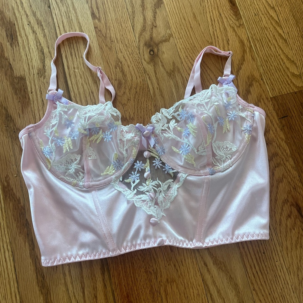 Midsummer Floral Bustier Pink Spring corset top size S bin5